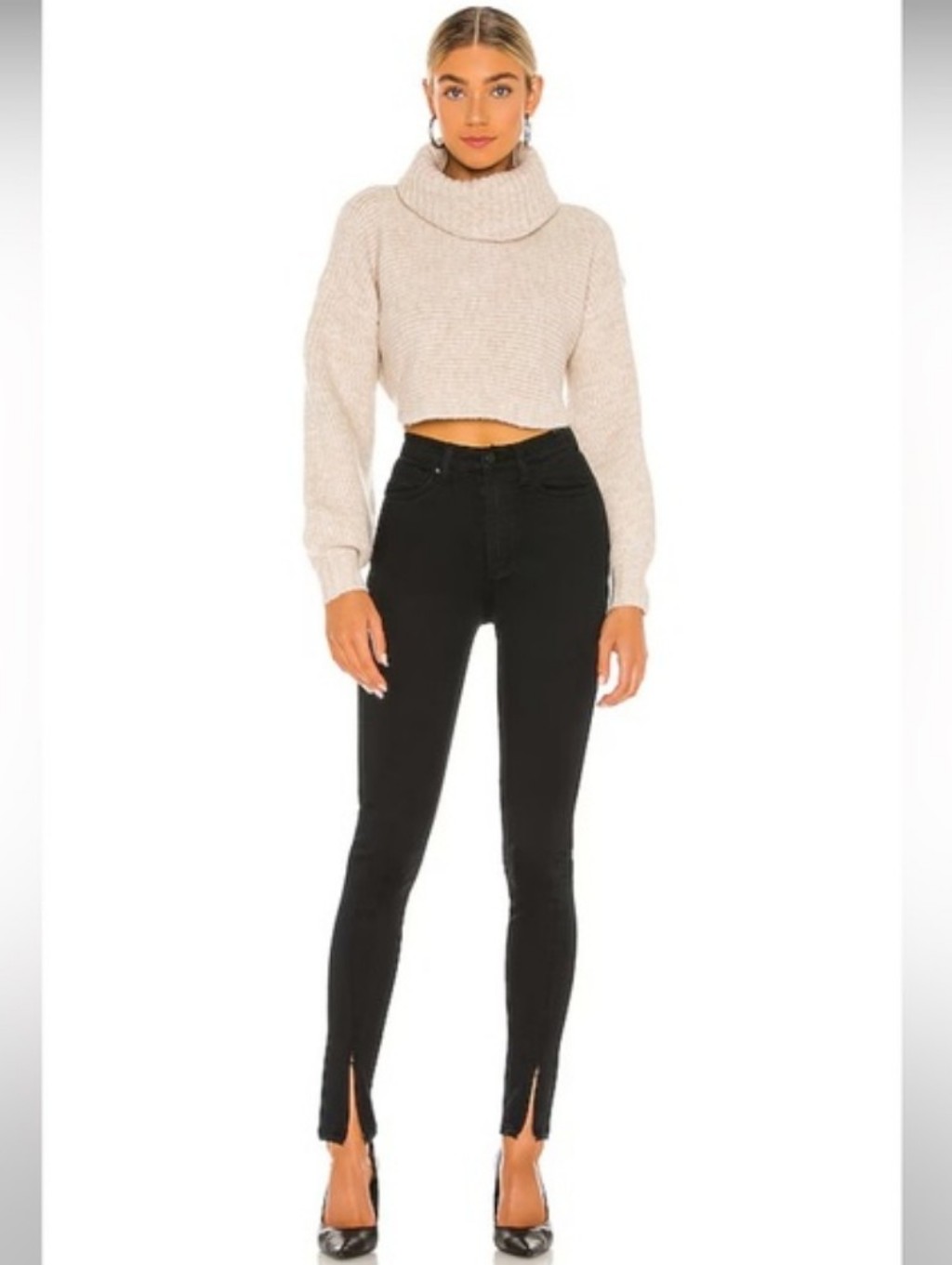 Michael Costello X Revolve Safia Peek A Boo Crop Cream Sweater